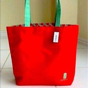 Clinique red large tote bag